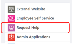 Screenshot of the MDH Intranet with the "Request Help" button circled in red.