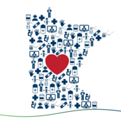 Thank you Minnesota. Outline of state of Minnesota with a heart in the middle.