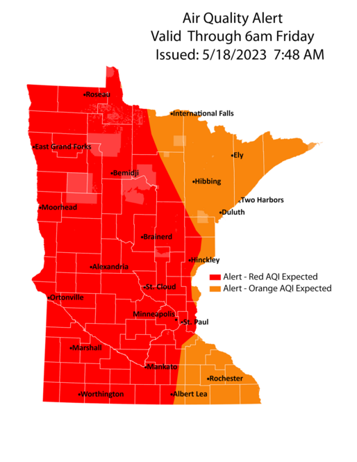 Air quality alert map May 18, 2023