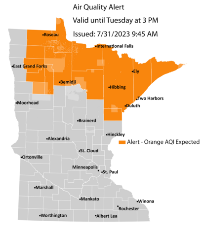 Air Quality Alert map 7/31/23