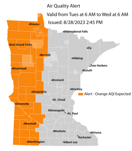 Air quality map for 8/28/23