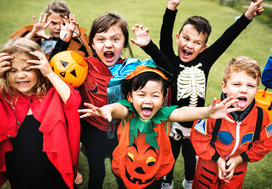 Image of children in costumes for Halloween
