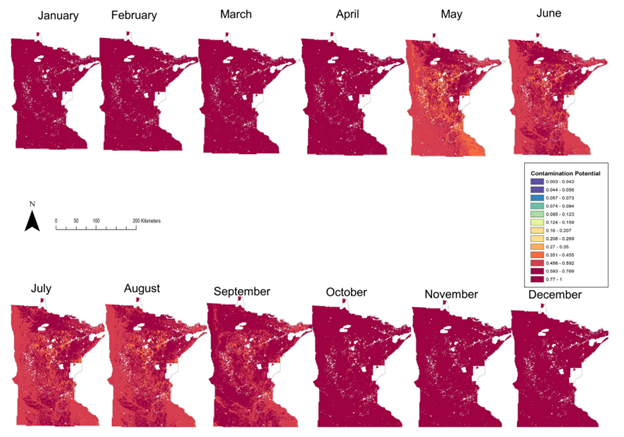 MN spatiotemporal vulnerability of soils to antimicrobial contamination