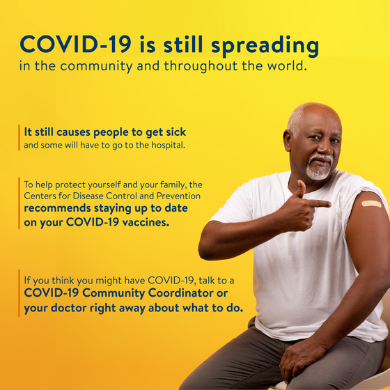 COVID-19 is still spreading, man with band-aid on shoulder