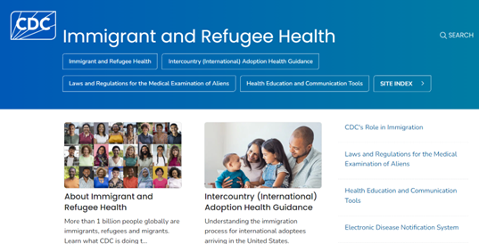 CDC.gov: Immigrant and Refugee Health screenshot