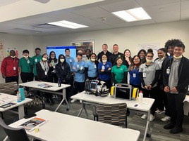 The Hennepin Healthcare Talent Garden Youth Summit attendees with EMS.