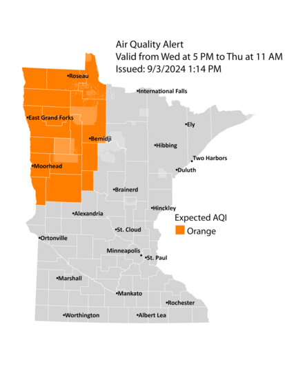 Air quality alert map for Sept. 3