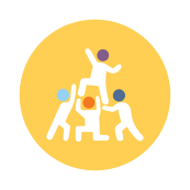 Three people holding up a child 