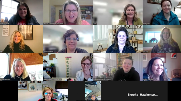 Community engagement team members on a zoom call