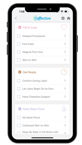 screen shot of coffective app on phone