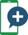Newcomer Education for Wellness icon with mobile phone and text notification