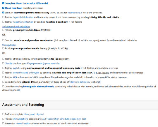 CareRef screenshot of customized clinical recommendations for testing and screening