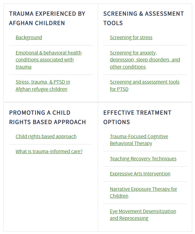 Trauma-informed Care, Tools, and Treatment Strategies for Afghan Refugee Children screenshot