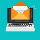 Envelope with mail popping out of a computer illustration