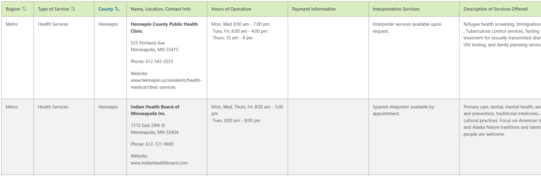 newly updated Health Services Directory screenshot