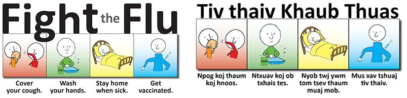 Fight the Flu poster in English and Hmong