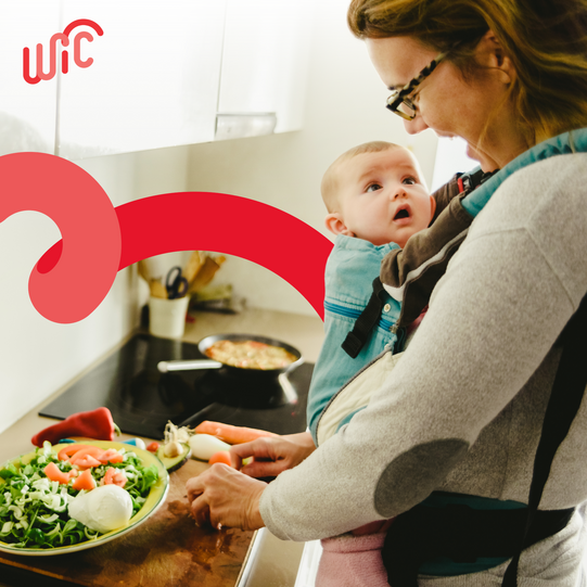 mom and infant cooking 