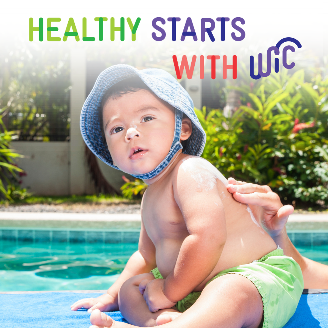 baby outside by pool