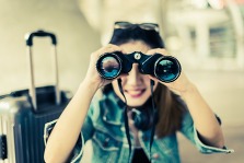 traveler with binoculars