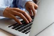 typing on computer