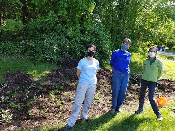 Volunteers planting the raingarden in the Wesley neighborhood.
