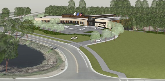 Overhead view of prelminary design for municipal campus project