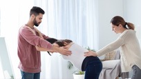 Pregnant person stretching