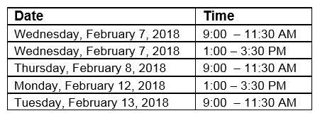 FNTS Training Dates and Times