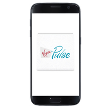 Cellphone with Virgin Pulse logo on the screen