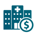 Clinic and money icon