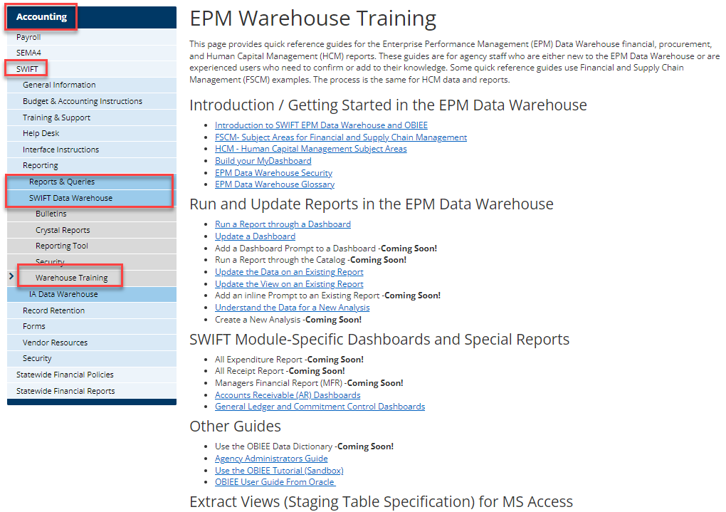 EPM Warehouse Training