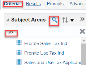 Search in Subject Area Section