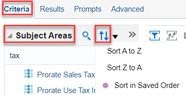 Sort in Subject Areas