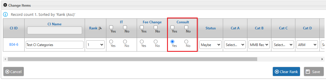 Change Item "Consult" field