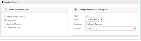 BPAS Standard Reports screen