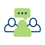 People with speech bubbles