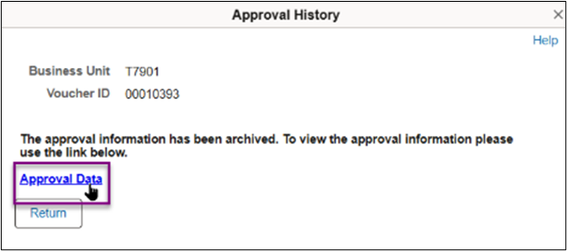 Approval data link when approval information is archived