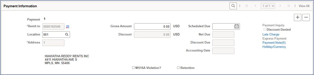 Payment Information section