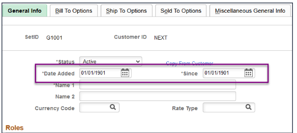 General Info tab with Date Added fields