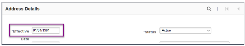 Address Details with Effective Date field