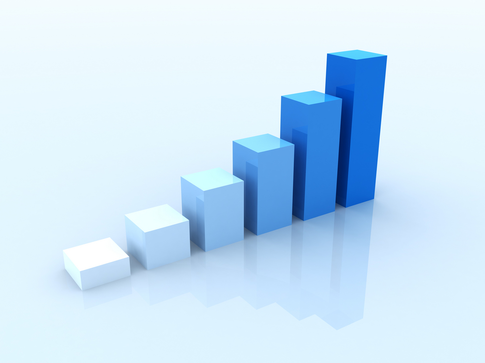 Business Graph, blue bar chart