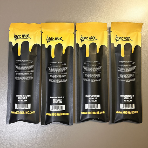 Back of the Beezwax vape packaging showing limited information