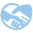 light blue icon of a heart made up of hands holding
