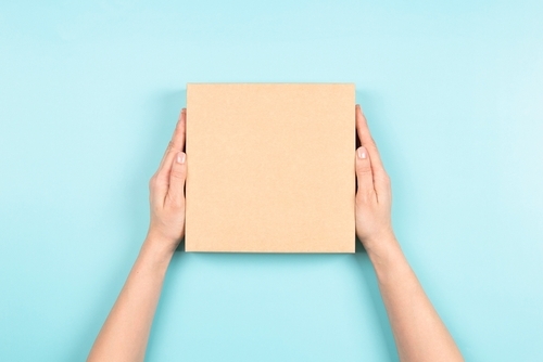 Female hands holding box 
