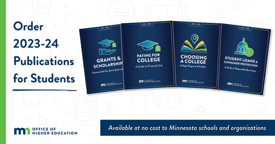 Order 2023-24 Publications for Students - image of 4 publication covers, OHE logo