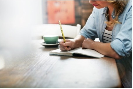 A person working at desk.