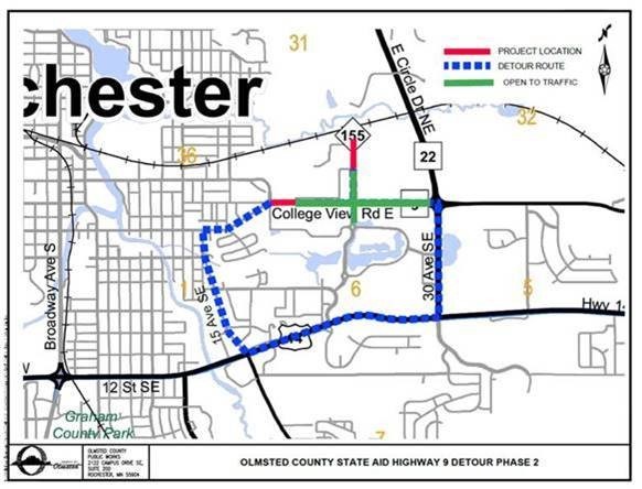 Updated Detour Map on County State Aid Highway (CSAH) 9 
