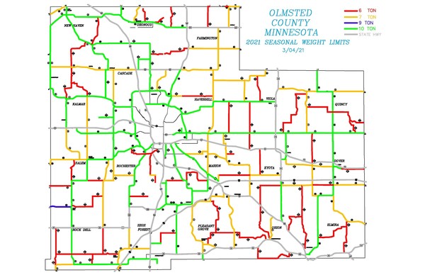 Olmsted County Road Map Press Release For 2021 Seasonal Load Restrictions For Olmsted County Roads
