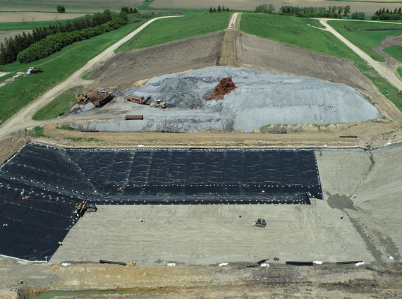 Drone image of the ash cell expansion project at the Kalmar Landfill. 