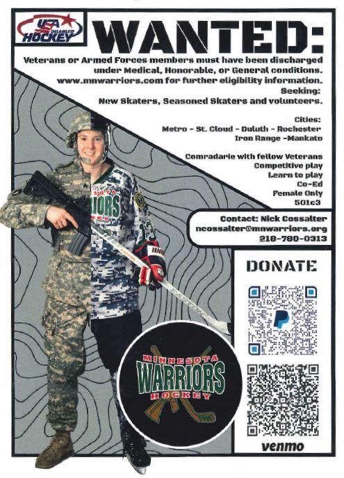 Wanted Poster for Minnesota Warriors Hockey